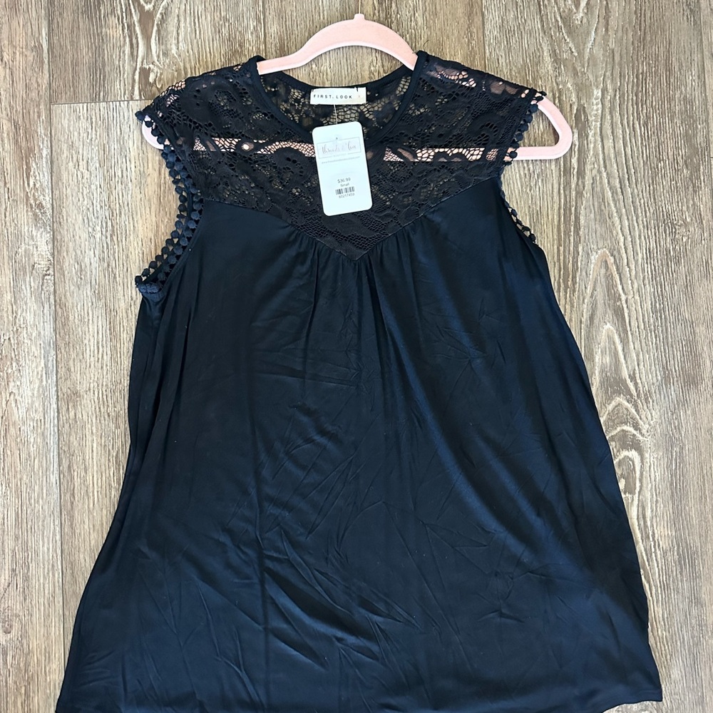 Black Lace Sleeveless Top